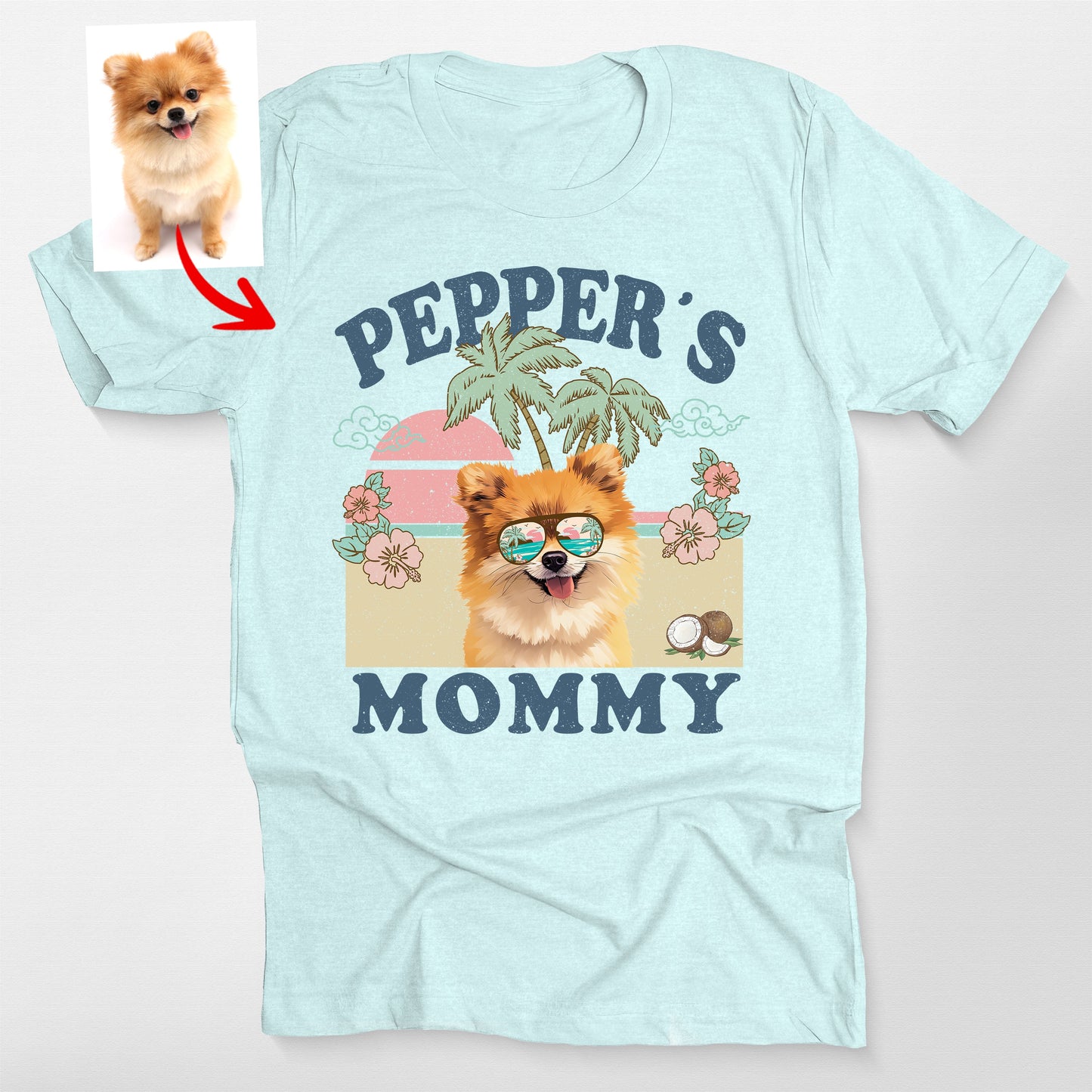 Favorite Human Summer Vibes Custom Dog T-Shirt for, custom pet portrait gift for pet lovers (view 3)