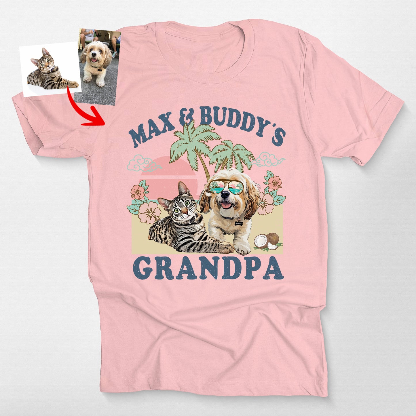 Favorite Human Summer Vibes Custom Dog T-Shirt for, custom pet portrait gift for pet lovers (view 8)