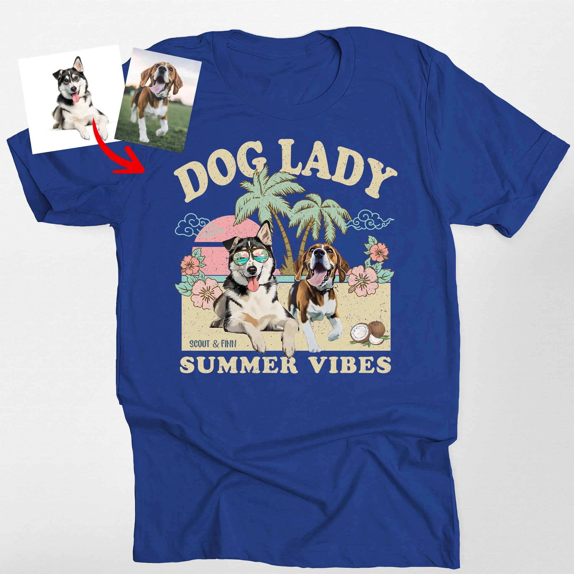 Favorite Human Summer Vibes Custom Dog T-Shirt for, custom pet portrait gift for pet lovers (view 9)