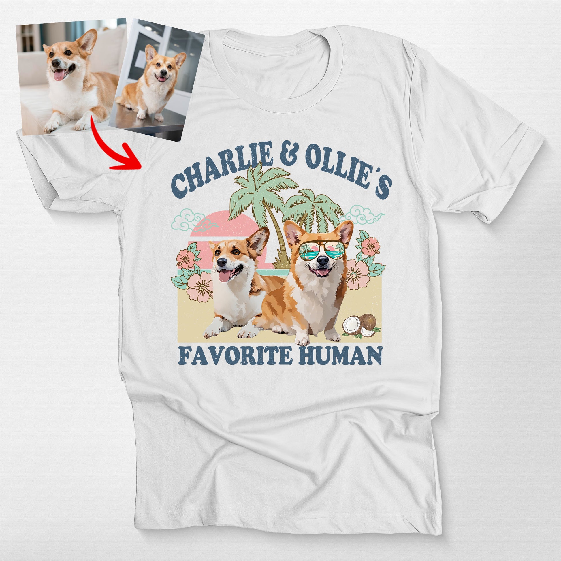 Favorite Human Summer Vibes Custom Dog T-Shirt for, custom pet portrait gift for pet lovers (view 10)