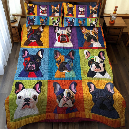 French Bulldog Art 3-Piece Quilted Bedding Set - Single (59" x 70")