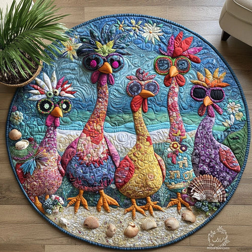 Feather Fest Quilted Round Mat