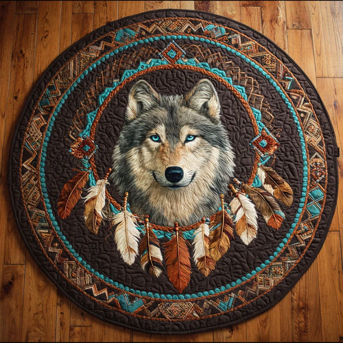 Feather Wolf Quilted Round Mat