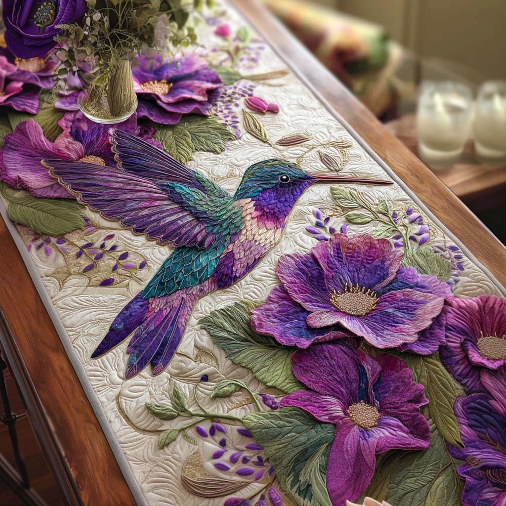 Feathered Jewel Quilted Table Runner