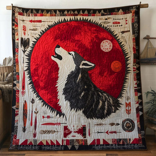 Feathered Wolf Quilt Blanket