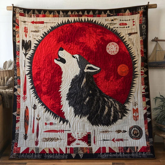 Feathered Wolf Quilt Blanket