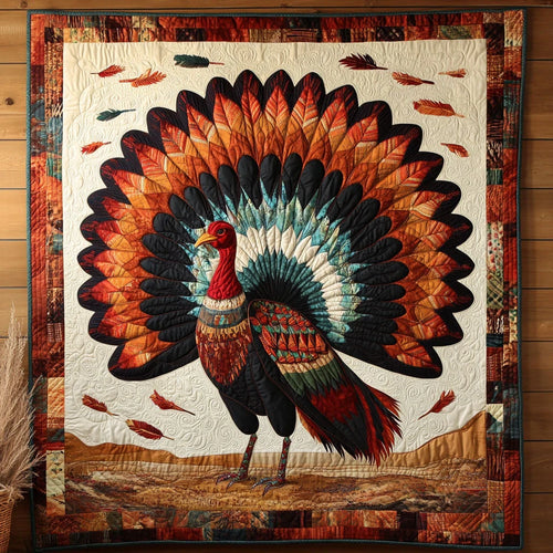 Feathers In Fall Quilt Blanket