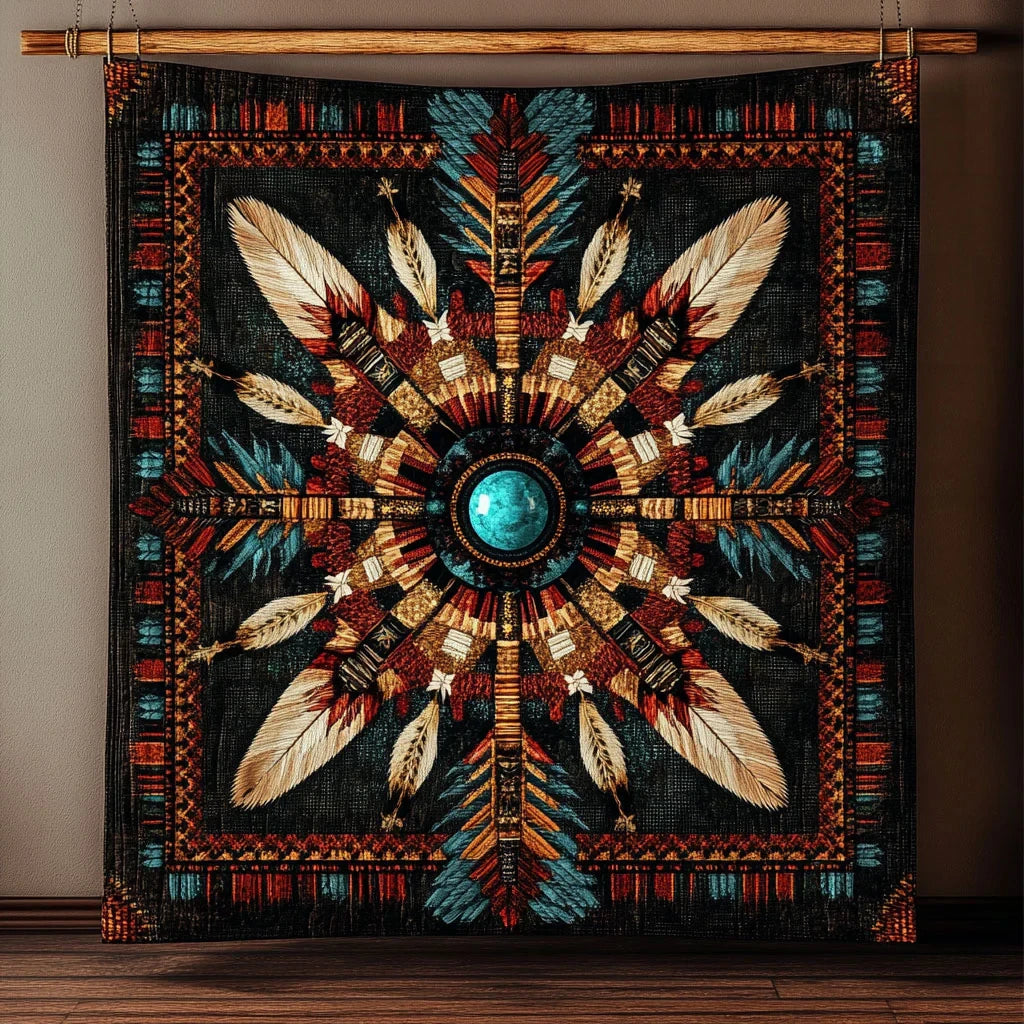 Feathers Of The Ancients Quilt Blanket