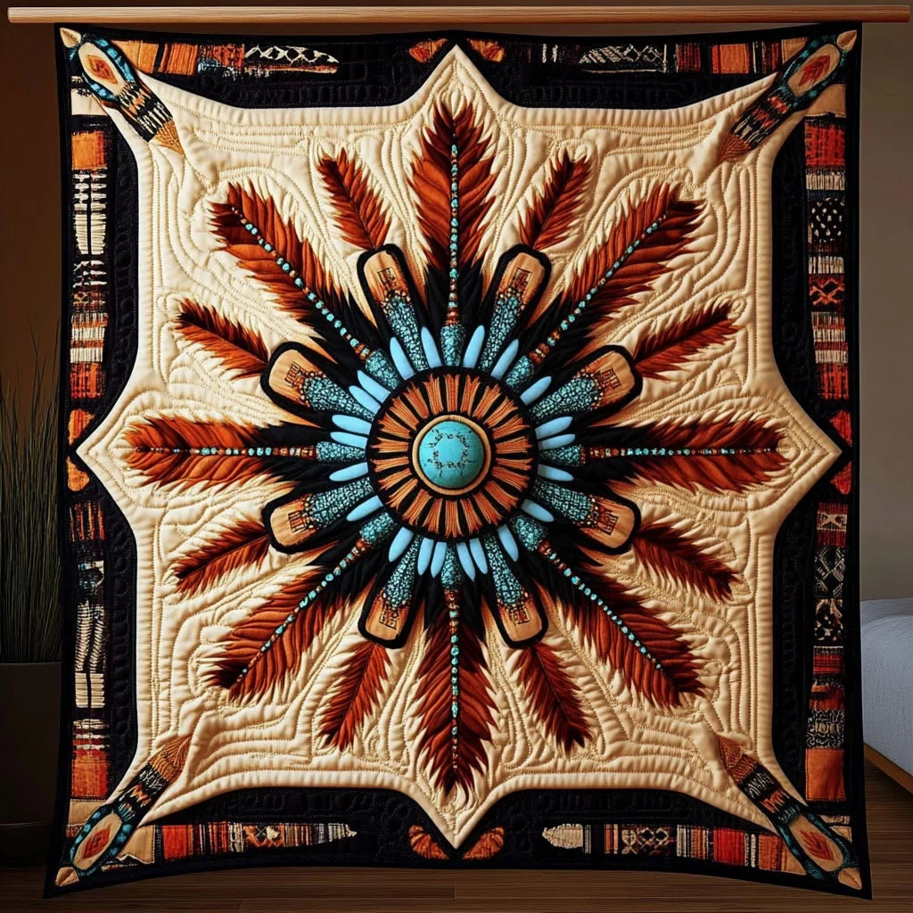 Feathers Of The Ancients Quilt Blanket