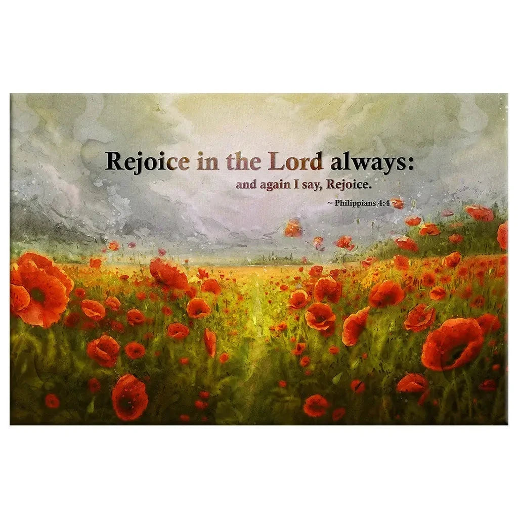 philippians 4 4 rejoice in the lord always wall art poppies christian canvas art (Landscape) (view 4)