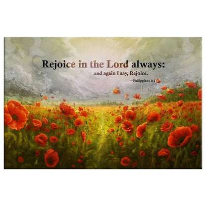 philippians 4 4 rejoice in the lord always wall art poppies christian canvas art (Landscape) (view 4)