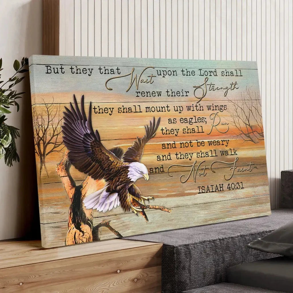 they that wait upon the lord isaiah 40 31 wall art canvas print (Landscape) (view 2)