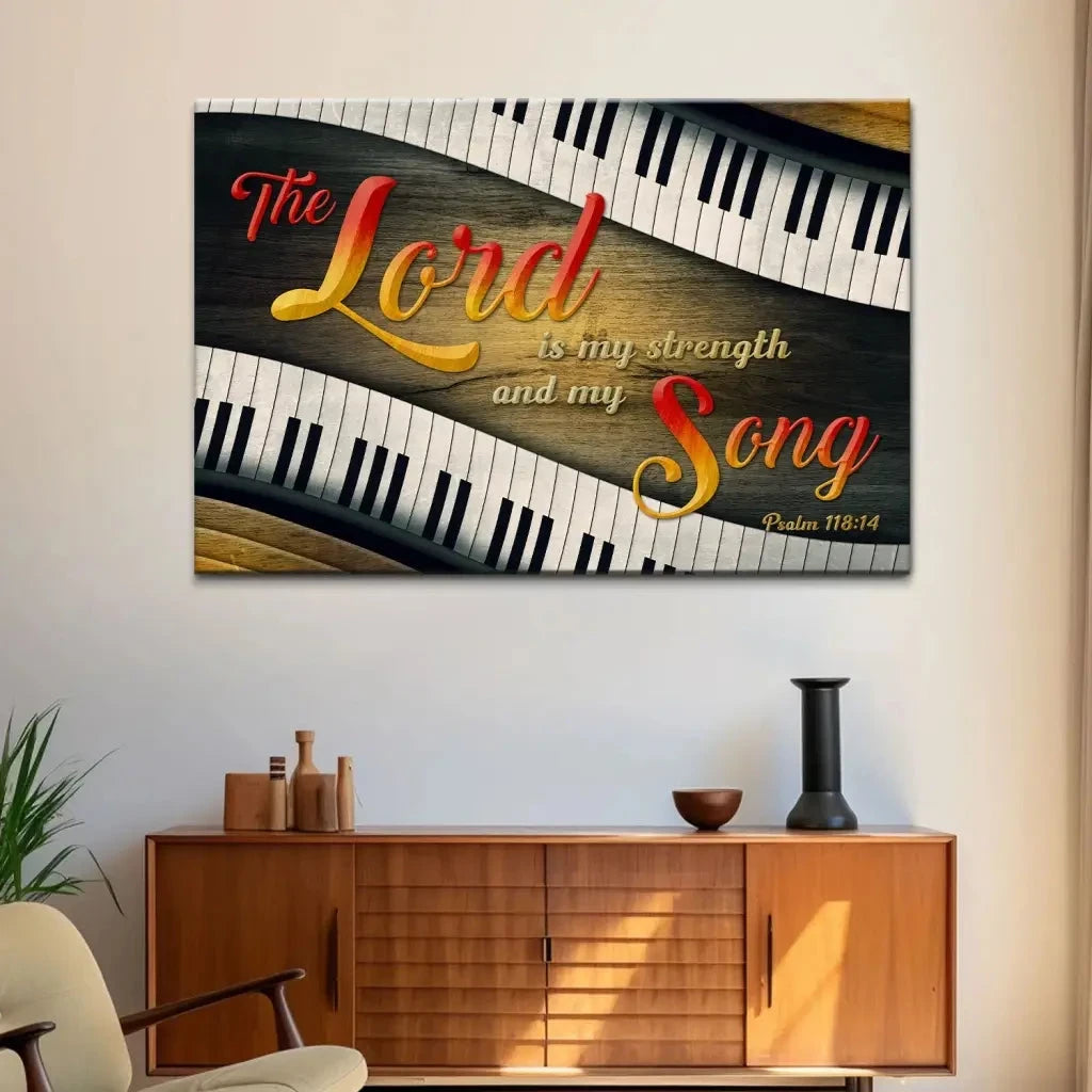 psalm 118 14 the lord is my strength and my song wall art canvas (Landscape) (view 5)