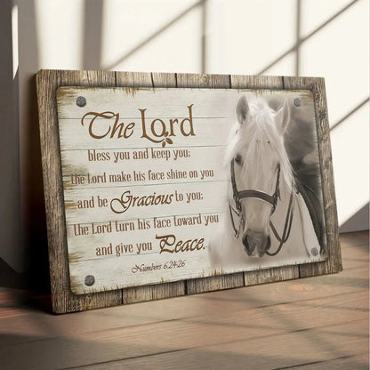 the lord bless you and keep you horse farmhouse christian wall art canvas (Landscape) (view 3)