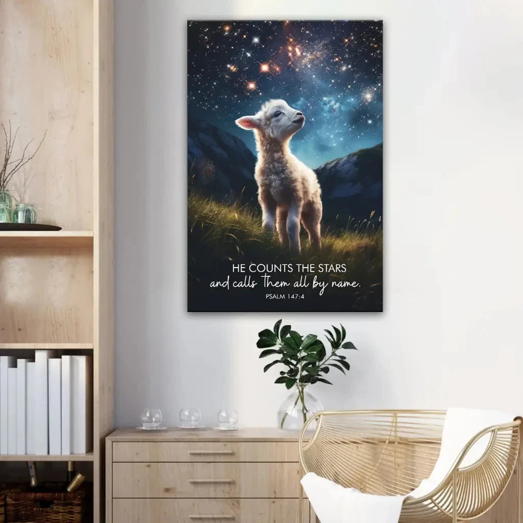 he counts the stars and calls them all by name psalm 147 4 wall art canvas (Landscape) (view 2)
