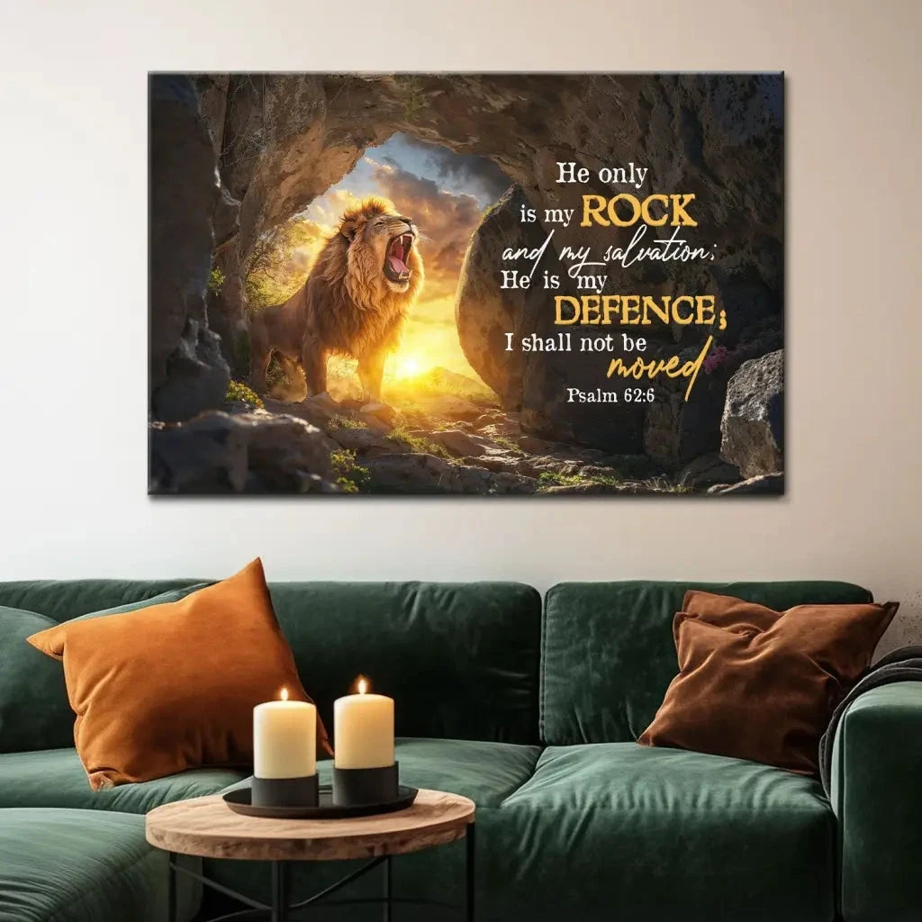 psalm 62 6 kjv he only is my rock and my salvation wall art canvas (Landscape) (view 4)