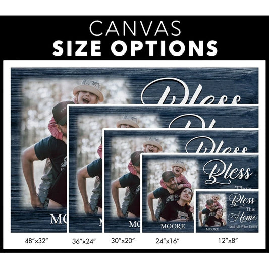 personalized wall art bless this home and all who enter canvas custom family name photo (Landscape)