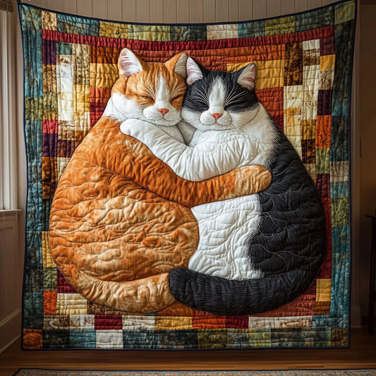 Feline Embrace Quilt Blanket