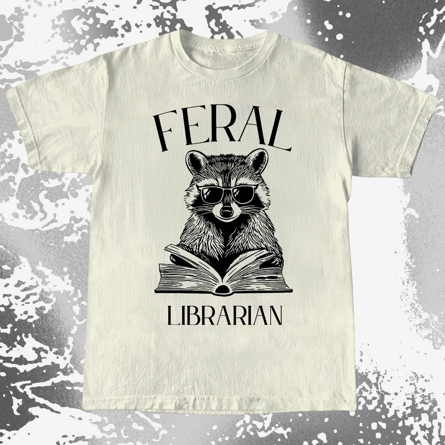 Feral Librarian Raccoon Book Shirt, funny meme tee gift (view 3)