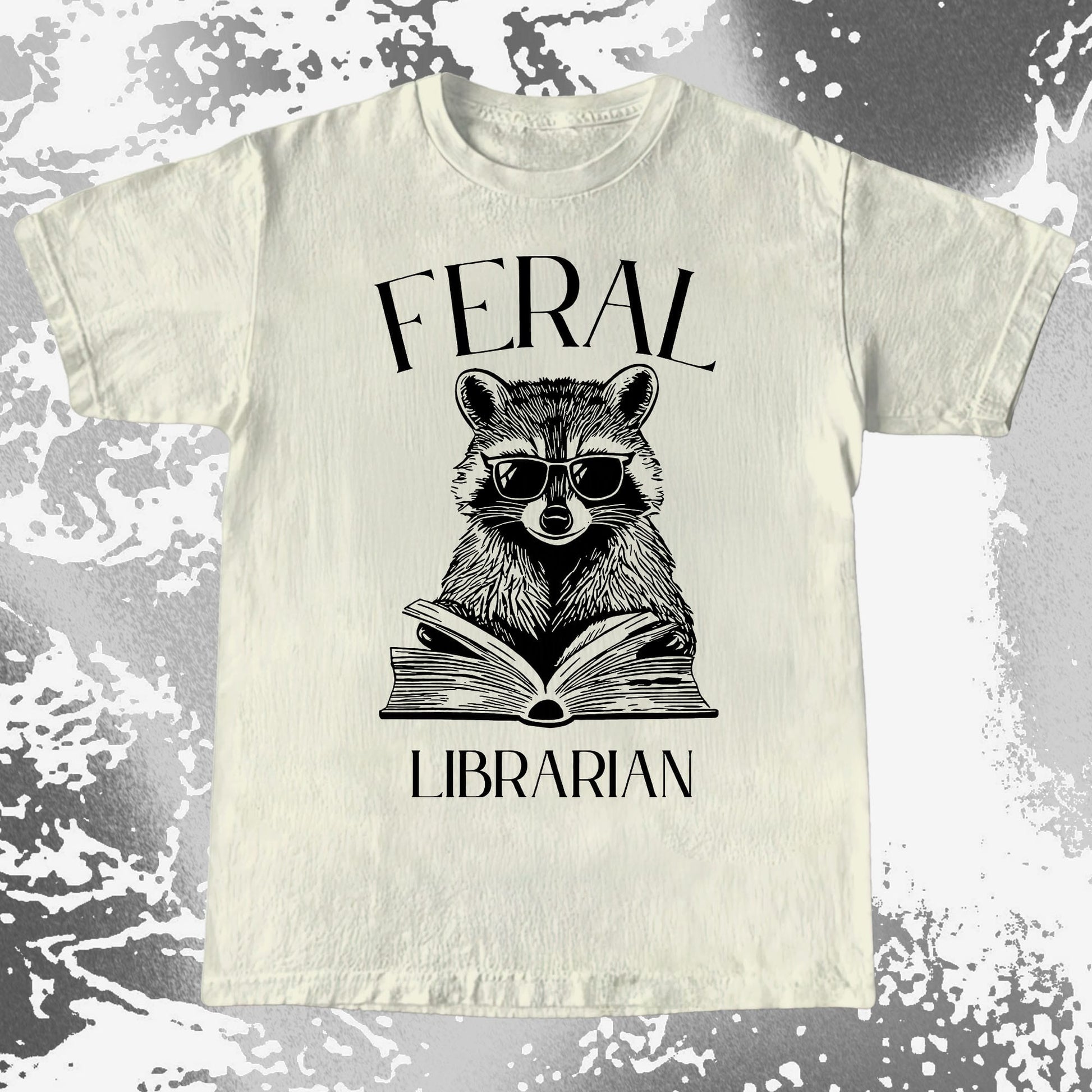 Feral Librarian Raccoon Book Shirt, funny meme tee gift (view 3)