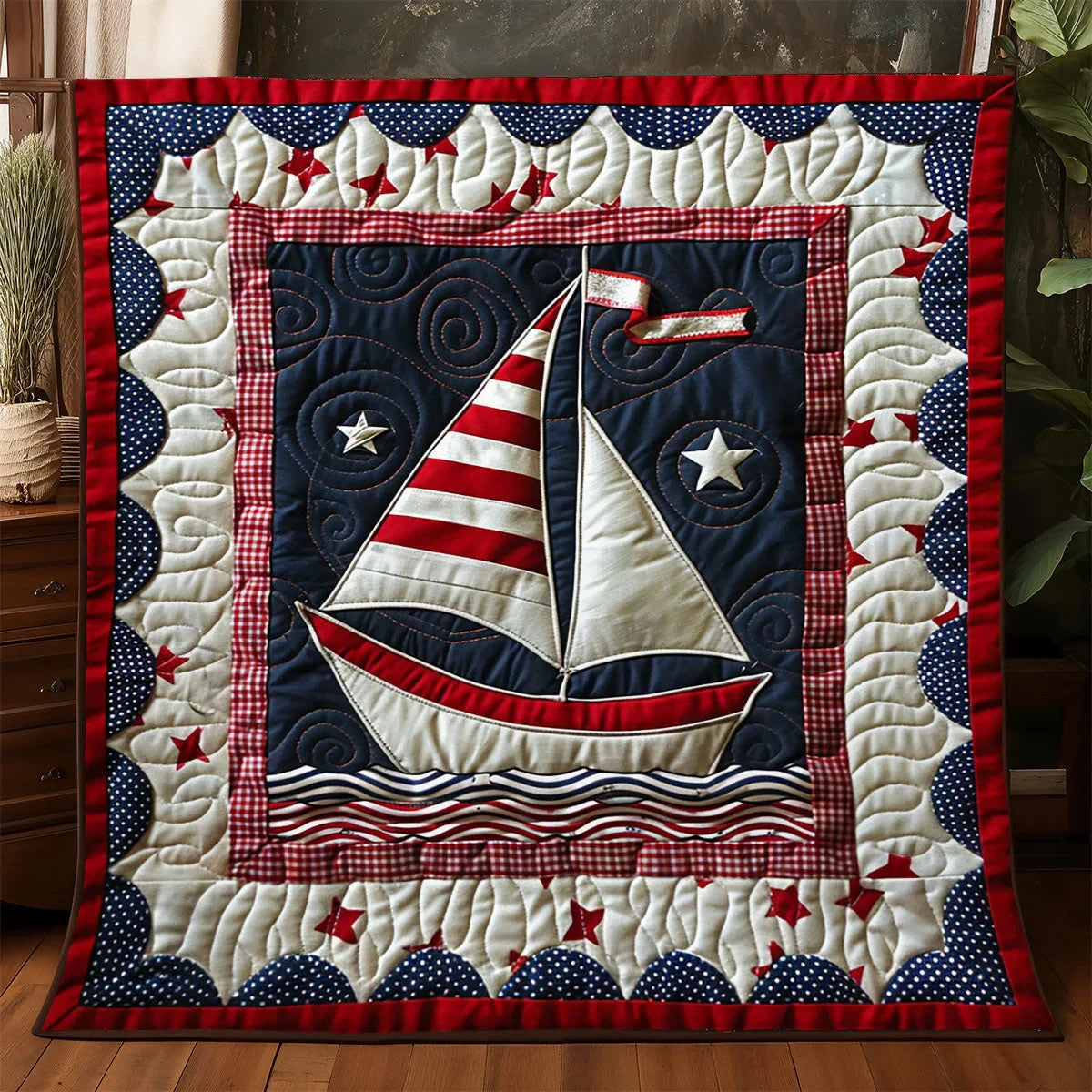 Festival Boat Quilt Blanket
