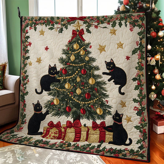 Festive Cat Quilt Blanket