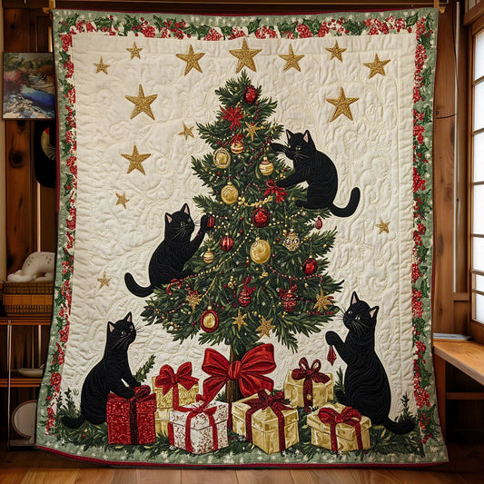 Festive Cat Dream Quilt Blanket