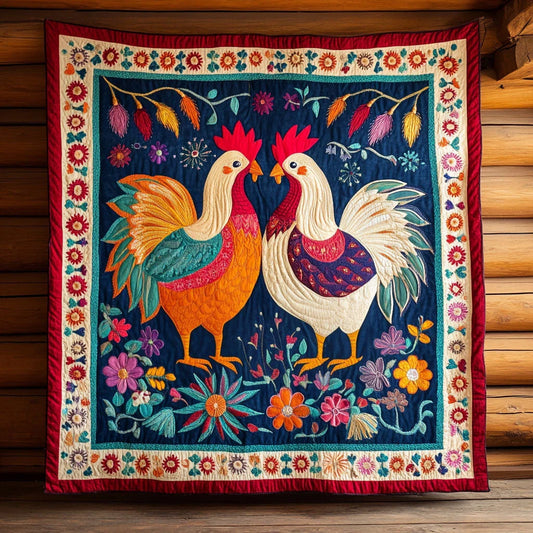 Festive Chicken Quilt Blanket