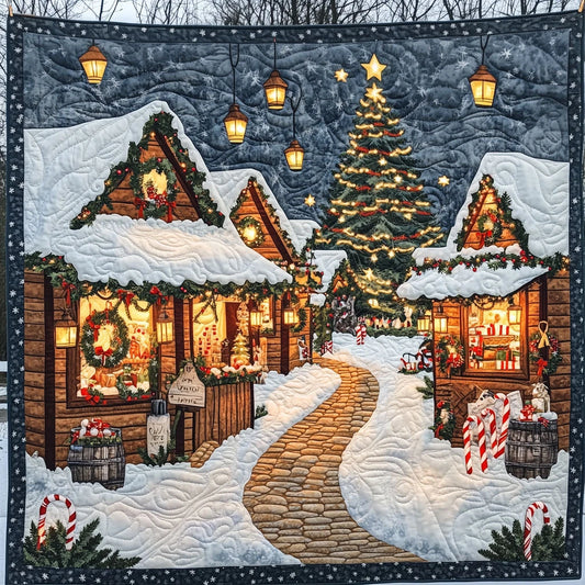 Festive Christmas Market Quilt Blanket