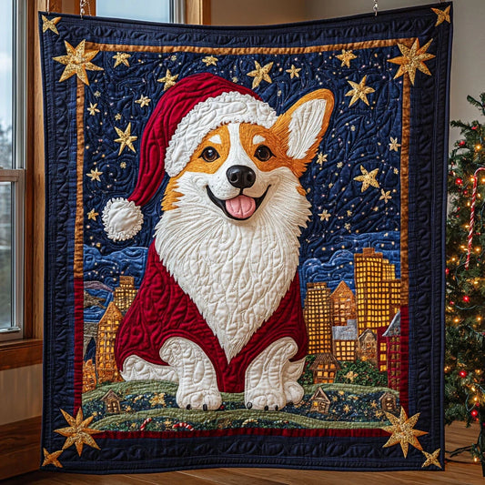 Festive Corgi Quilt Blanket