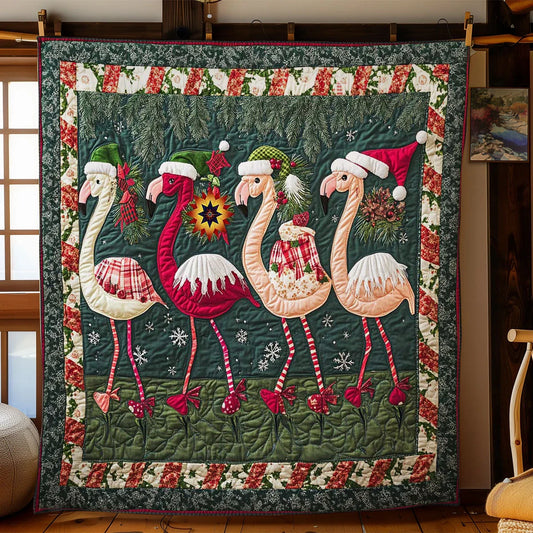 Festive Flamingos Quilt Blanket