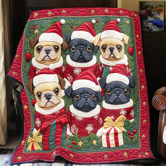 Festive French Bulldog Quilt Blanket