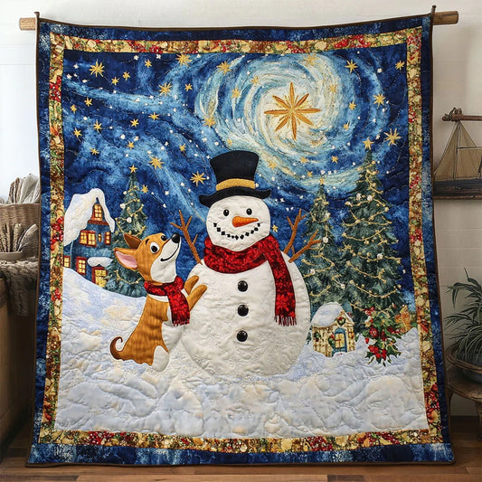 Festive Glow Snowman Quilt Blanket