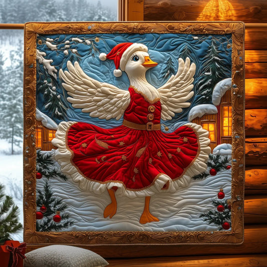 Festive Goose Joyfully Dancing Quilt Blanket