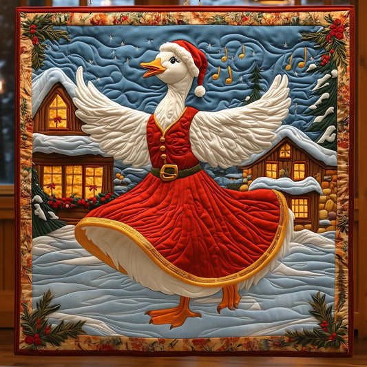 Festive Goose Joyfully Dancing Quilt Blanket