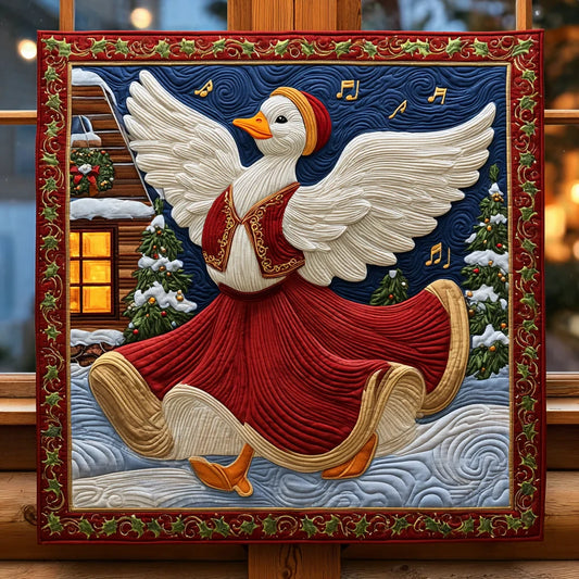 Festive Goose Joyfully Dancing Quilt Blanket