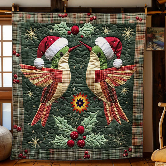 Festive Hummingbird Quilt Blanket