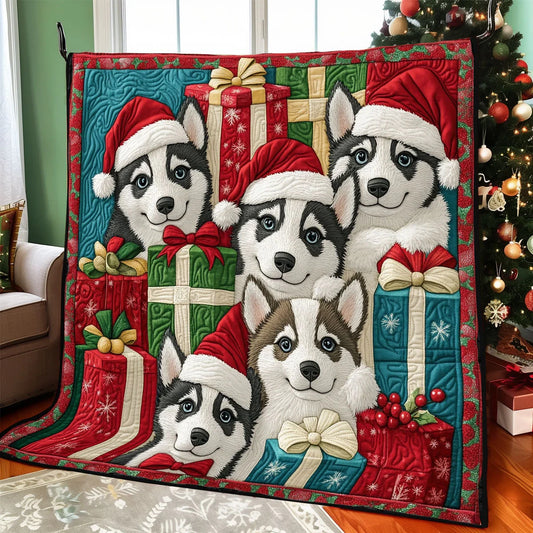 Festive Husky Quilt Blanket