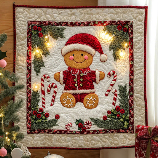 Festive Joy Gingerbread Quilt Blanket