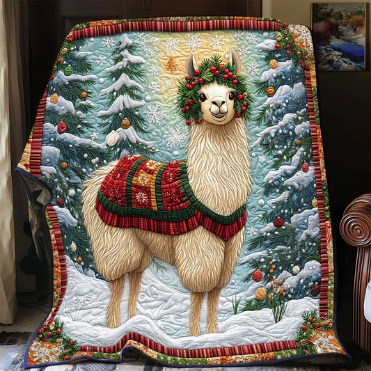 Festive Llama Quilt Blanket