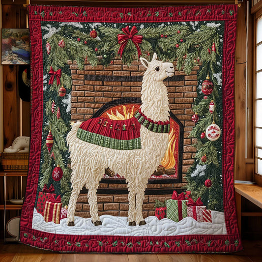 Festive Llama Quilt Blanket
