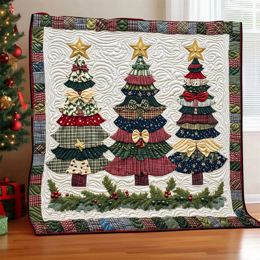 Festive Patchwork Evergreen Quilt Blanket