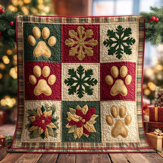 Festive Paw Quilt Blanket