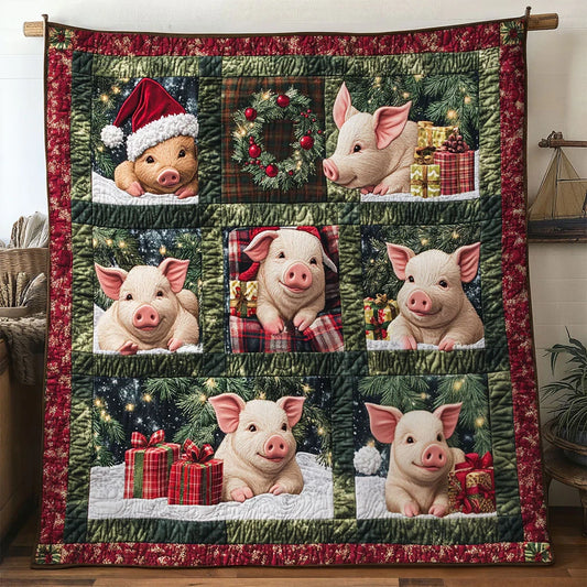 Festive Pig Quilt Blanket