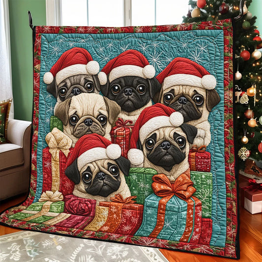 Festive Pugs Quilt Blanket