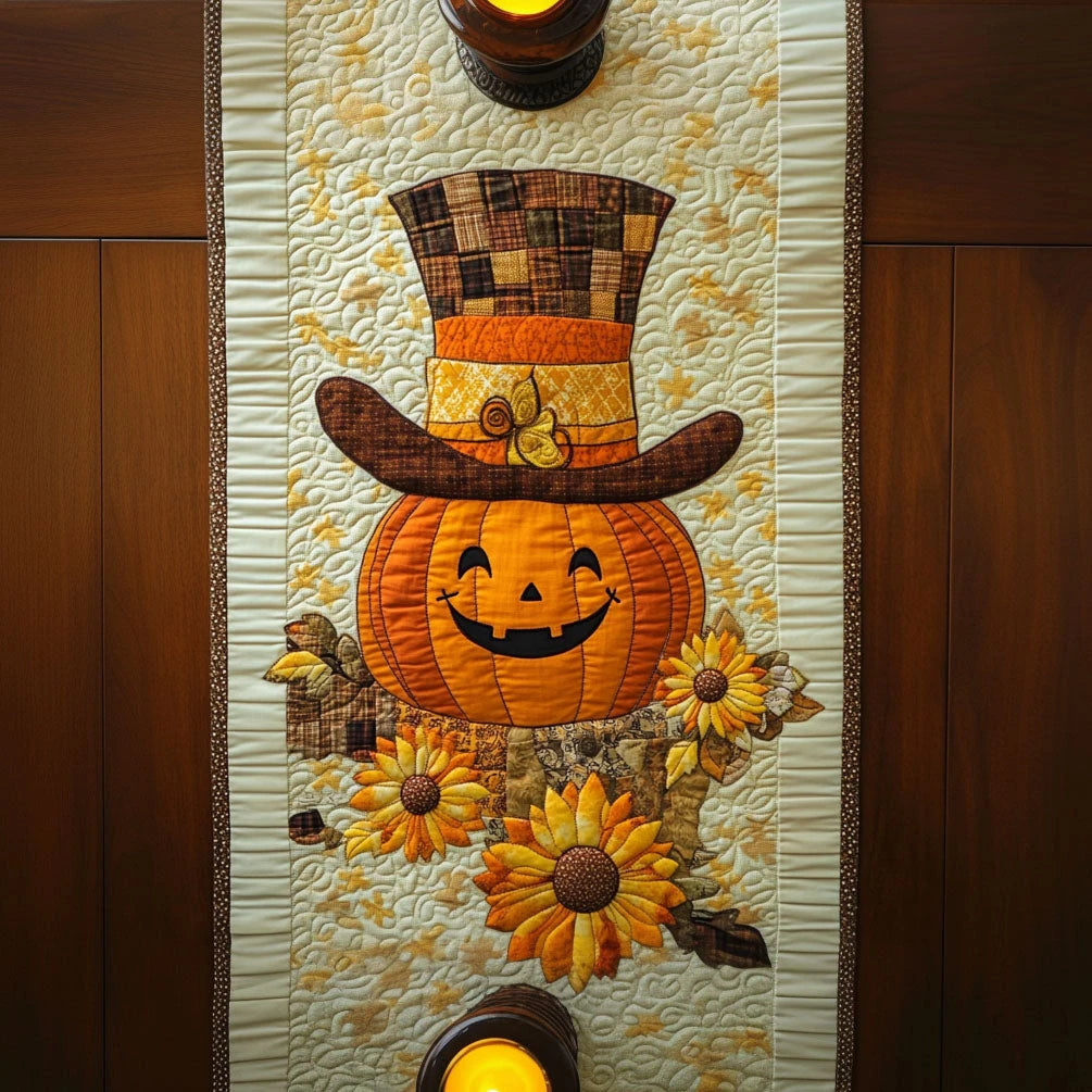 Festive Pumpkin Quilted Table Runner