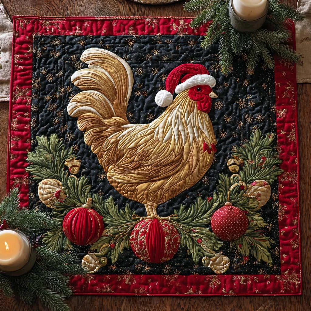 Festive Rooster Quilted Table Topper