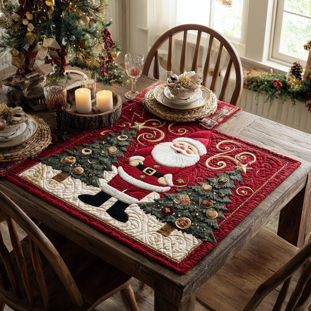 Festive Santa Forest Quilted Table Topper