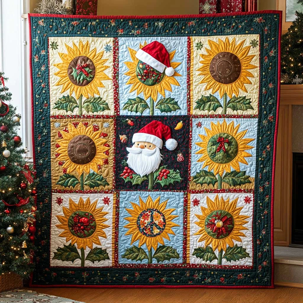 Festive Sunflower Cheer Quilt Blanket