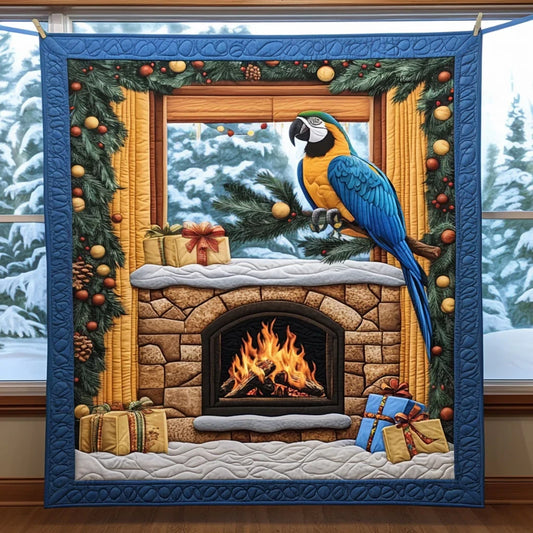 Festive Window Macaw Quilt Blanket